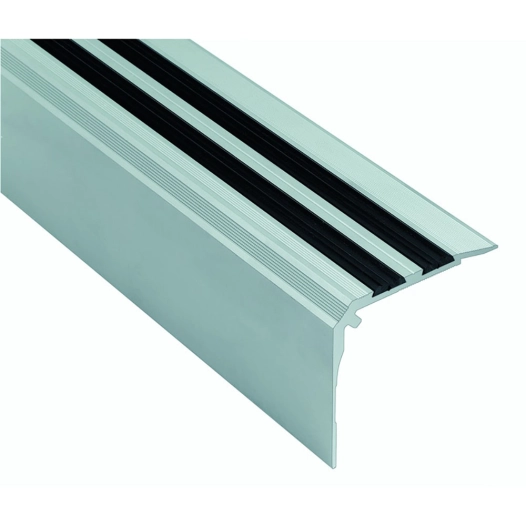 nez de marche aluminium double bande striée 15 mm 3 m nez de marche aluminium double bande striée 15 mm 3 m - romus