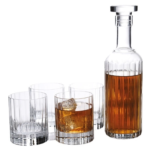 bach whiskey set 5pcs carafe 70cl - 4x gobelet d.o.f. 33,5cl - billiet - bormioli