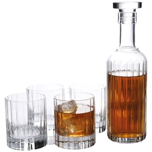 bach whiskey set 5pcs carafe 70cl - 4x gobelet d.o.f. 33,5cl - billiet - bormioli