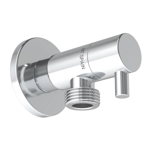 robinet d'angle modèle deco avec poignée ronde, argenté, ½ x 3/8 po