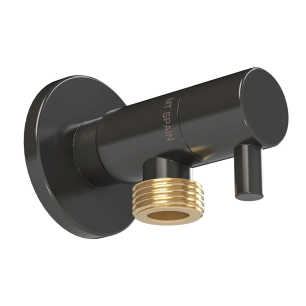 robinet d'angle deco avec poignée ronde, noir, ½ x ½ po