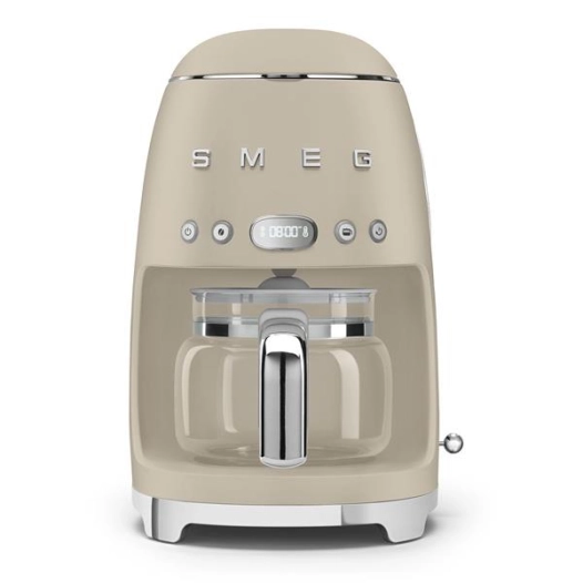 1,25 l 10 tasses - 1050 w - intens 2 niv - prog auto - maintien 40 min - anti gouttes - beige lin - smeg pem
