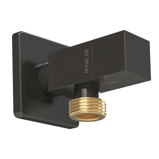 robinet d'angle modèle deco avec poignée carrée, noir, ½ x 3/8 po