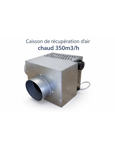 Caisson récupérateur de chaleur 350m3/h -2 à 3 bouches - pour cheminée