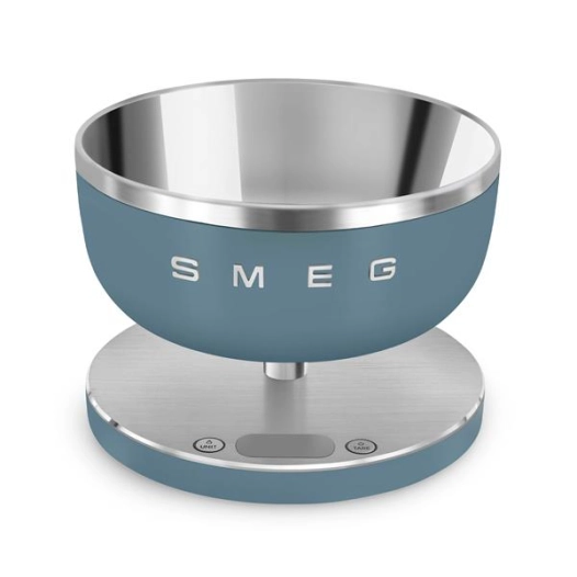 balance cuisine 5 kg - bol 1,8 l - led - tare - multi-unitã©s - batt. rech. usb-c - bleu - smeg pem