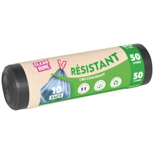 sac poubelle lien coulissant 50 l x 10 noir - sphere distribution