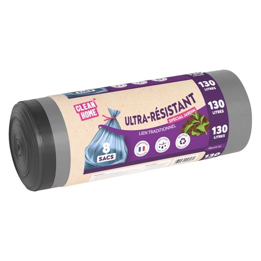 sac poubelle lien traditionnel 130 l x 8 - sphere distribution
