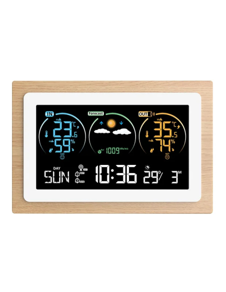 Station Météo Bois Stil Design élégant, mesures précises, cadre en bois - Stil
