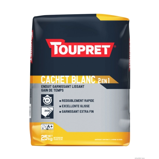 cachet blanc enduit garnissant lissant 2 en 1 sac 25 kg cachet blanc enduit garnissant lissant 2 en 1 sac 25 kg - toupret