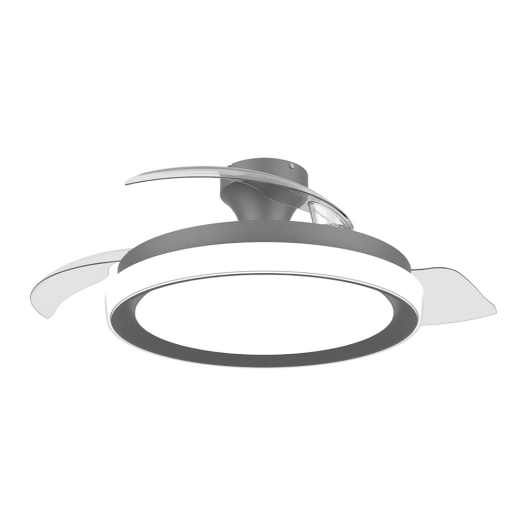 ventilateur de plafond à pales rétractables, led 3 cct, moteur dc 28 w + led 35 w, modèle bliss noir, ø106 cm