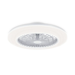 ventilateur de plafond, led 3 cct, moteur dc 25 w + led 60 w, modèle amigo, blanc avec diffuseur opale, ø57,5 cm