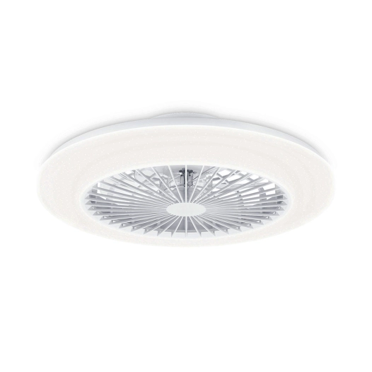 ventilateur de plafond, led 3 cct, moteur dc 25 w + led 60 w, modèle amigo, blanc avec diffuseur effet étoilé, ø57,5 cm