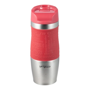 mug de voyage en acier inoxydable, rouge mat, experto, 360 ml