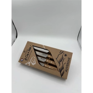 coffret de 4 couteaux le coq ã  table auvergne - manche chãªne - french touch arts ld