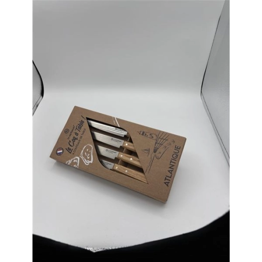coffret de 4 couteaux le coq ã  table atlantique - manche chãªne - french touch arts ld