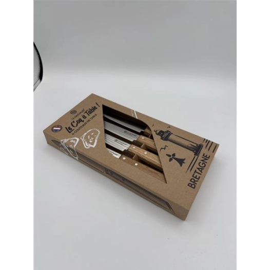 coffret de 4 couteaux le coq ã  table bretagne - manche chãªne - french touch arts ld