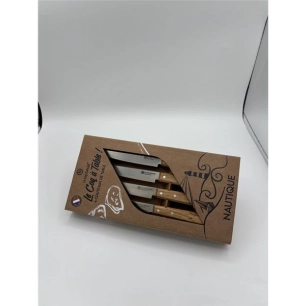 coffret de 4 couteaux le coq ã  table nautique - manche chãªne - french touch arts ld
