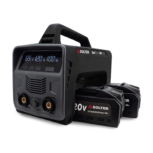 poste à souder, solbat sb-120 90a + 2 batteries lithium 20 v/40 v, 26,6 x 15,8 x 22 cm
