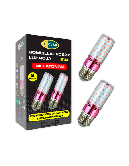 Ampoule Rouge Mélatonine E27 Lumière rouge sans bleu pour un meilleur sommeil - CLAR ILUMINACIÓN