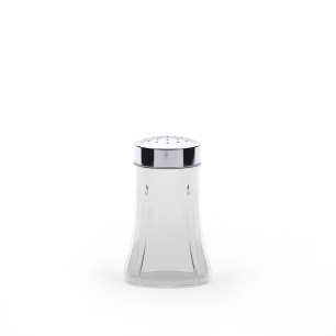 salière en verre avec bouchon chromé, modèle 1969