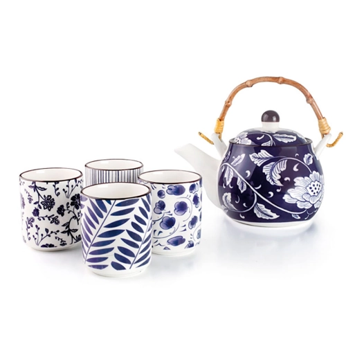 théière japonaise avec 4 tasses, flora