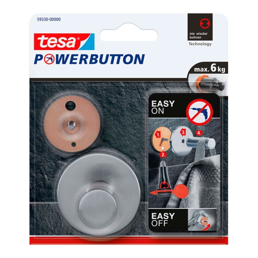 crochet powerbutton classic round, acier inoxydable