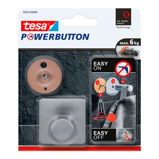 cintre carré classique powerbutton en acier inoxydable