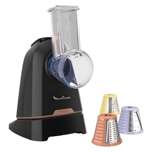 decoupe legumes 150 w - 3 cones inox - service direct - 1 vit - acc lv - rangement integre - noir glama - gpe seb france - mouli