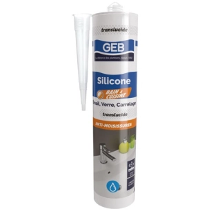 mastic silicone bain cuisine translucide 310 ml - geb sas