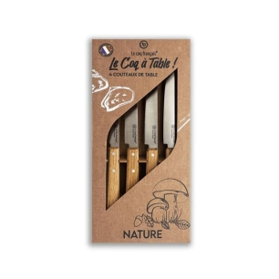 coffret de 4 couteaux le coq ã  table nature - manche chãªne - french touch arts ld