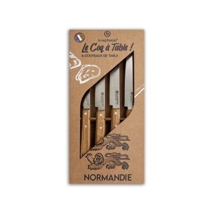 coffret de 4 couteaux le coq ã  table normandie - manche chãªne - french touch arts ld