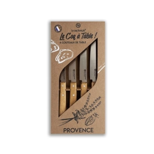 coffret de 4 couteaux le coq ã  table provenã§al - manche chãªne - french touch arts ld