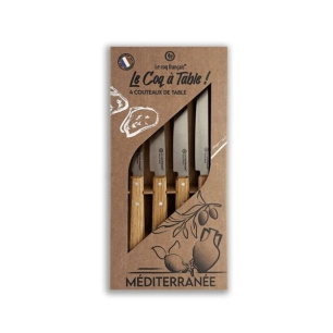 coffret de 4 couteaux le coq ã  table mã©ditã©rranã©en - manche chãªne - french touch arts ld