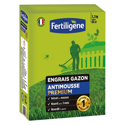 engrais+antimousse premium 3.2 kg 80 mâ² uab - evergreen garden fertiligene