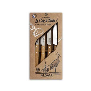 coffret de 4 couteaux le coq ã  table alsace - manche chãªne - french touch arts ld