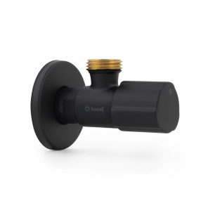 robinet d'angle en céramique avec poignée ronde, noir, 1/2 x 3/8 po