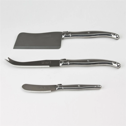 laguiole tout inox 3 piã¨ces fromage en coffret bois - dubost colas pradel