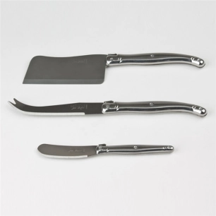 laguiole tout inox 3 piã¨ces fromage en coffret bois - dubost colas pradel