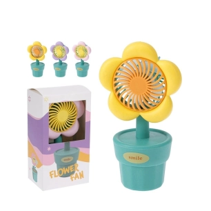 ventilateur de table rechargeable, 3 w, en forme de fleur, couleurs assorties, 8 x 6 x 15,5 cm