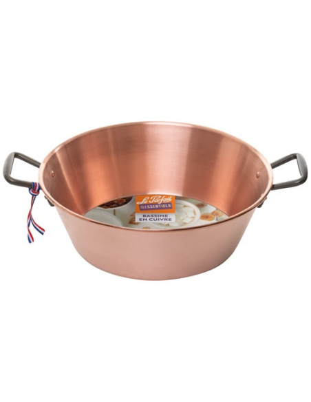 Bassine Cuivre Massif 38cm Cuisson parfaite des confitures et sucreries - LE PARFAIT