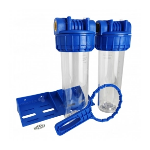 Filtre Double 10 20x27 Avec Cart+Poly+Tress+Clé Support Mural - RAIN IRRIGATION