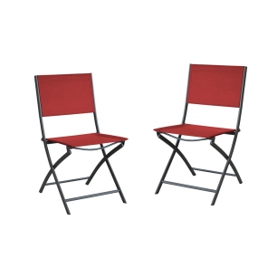 2 Chaises de jardin pliante Thema aluminium graphite et rouge - PROLOISIRS