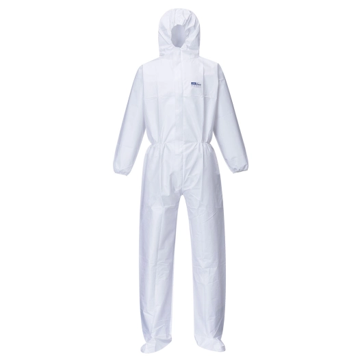 biztex combinaison microporeuse avec protège chaussure type 5/6 - taille l - blanc - portwest