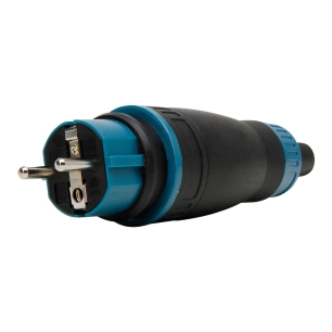 fiche mâle avec terre 16a 250 v, ip44, noire, max. 3 x 1,5 mm²