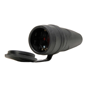 prise mobile bipolaire avec terre et couvercle 16a 250 v, ip20, noire, max. 3 x 1,5 mm²