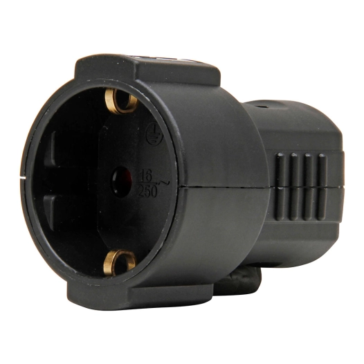 prise mobile 16a 250 v, ip20, noire, max. 3 x 1,5 mm²
