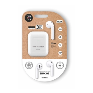 écouteurs sans fil bluetooth siux.02, tws 2, 6 h, blancs