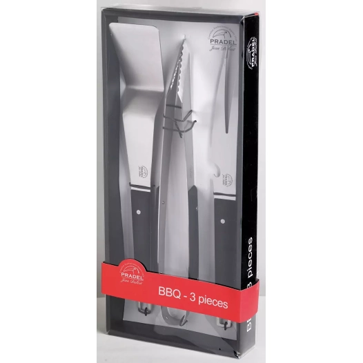 coffret 3 pieces barbecue.noir. - pradel