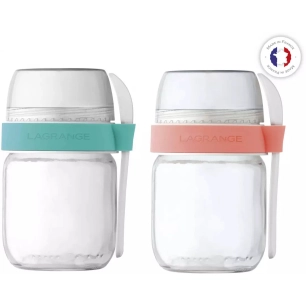 2pots yaourt a emporter.corail/vert. - lagrange