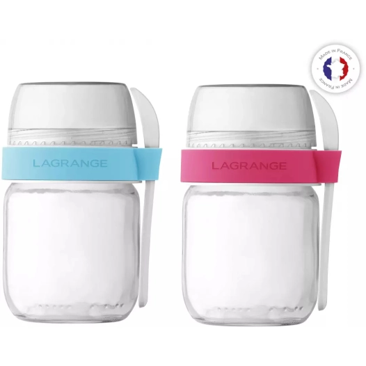 2pots yaourt a emporter.corail/vert. - lagrange